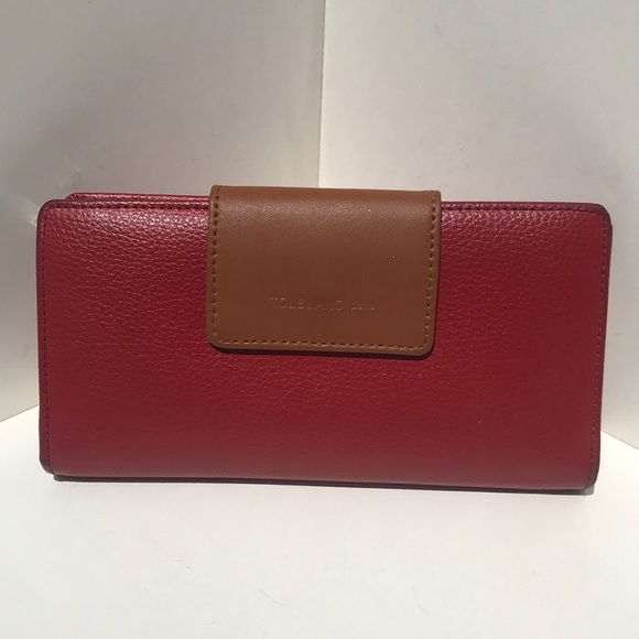 Tolblanc Paris Red and Brown Leather Wallet - Picture 1 of 6